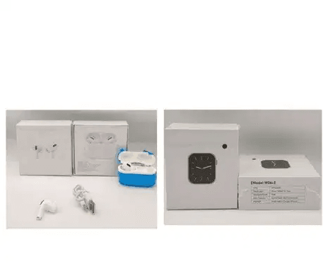 Inkax Original Airpods Pro + Case cover + W26+ Smartwatch + Free Belt