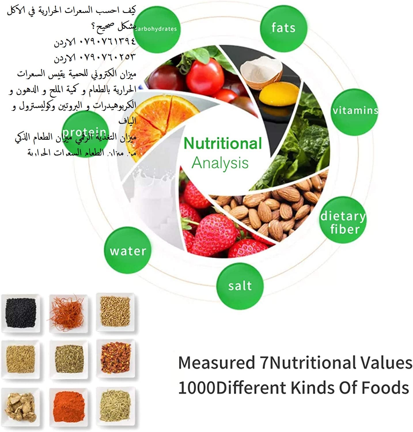 حساب معلومات الاكل حساب كمية الملح في الاكل والدهون و الكربوهيدرات و البروتين وكوليسترول و الياف ميزان حساب السعرات الحرارية