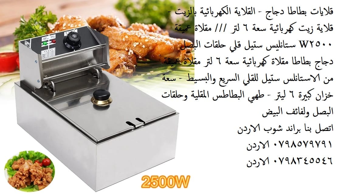 سعر قلاية بطاطس كهربائية بالزيت - 6 لتر قلاية زيت كهربائية ستيل الاصلية سعة بحجم عائلي